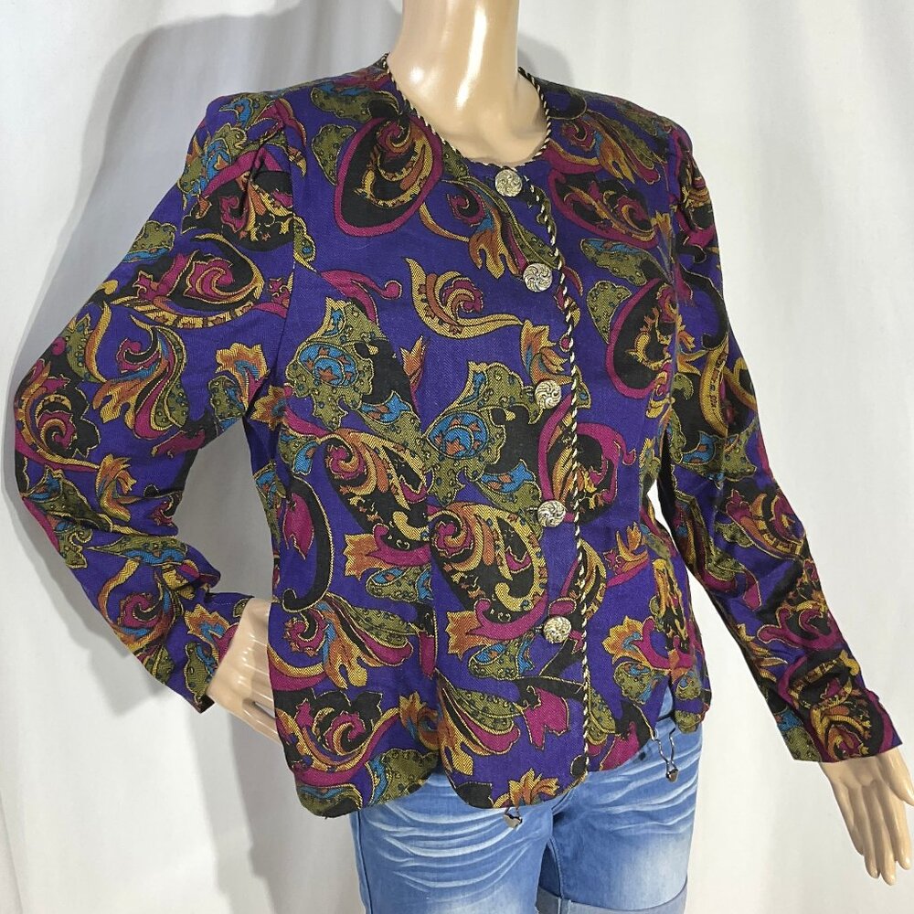 Jessica Howard Petite Blazer Purple with Gold Accents Blazer Women's